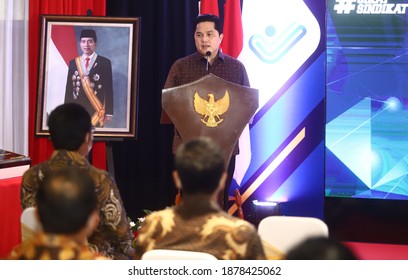 JAKARTA, INDONESIA-DECEMBER 2020-The State-Owned Enterprises Minister Erick Thohir Gave His Speech At A State Event On December 17, 2020 In Jakarta.