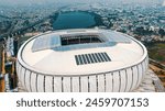 Jakarta International Stadium (JIS) during the day. a retractable roof football stadium in Tanjung Priok, Jakarta, Indonesia.