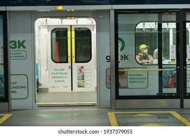 Jakarta, March 2021 : Mass Rapid Transit Train Door Open