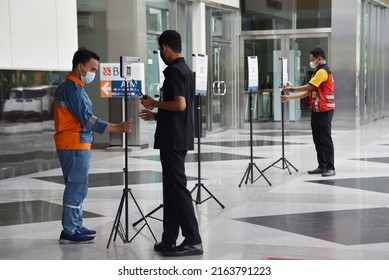 Jakarta, May24, 2022; Covid Task Force Wearing A Red Vest