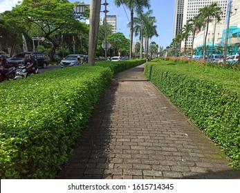 Jakarta,Indonesia - 14 January 2020 : Sidewalk Near The Plaza Senayan, Jakarta 