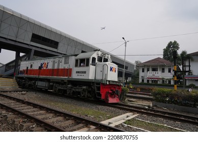 Jakarta,Indonesia - August 30 2022 Train Locomotive. It Kereta Api Indonesia Engine. 