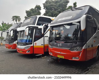 Jakarta,Indonesia - June 17 2019: Harapan Jaya Intercity Overnight Bus