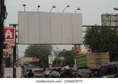 Jakarta,indonesia-august 2022;blank White Billboard Above A Busy Street