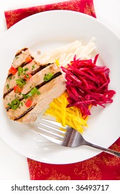 Jalapeno Marinated Grilled Tuna Steak With Beet And Jicama Slaw