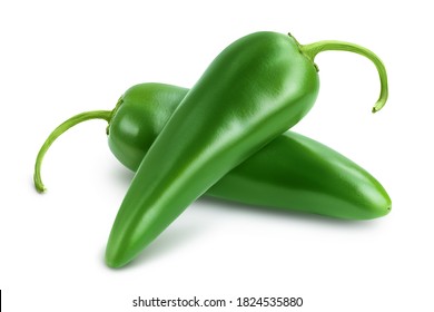 jalapeno pepper isolated on white background. Green chili pepper with clipping path and full depth of field.