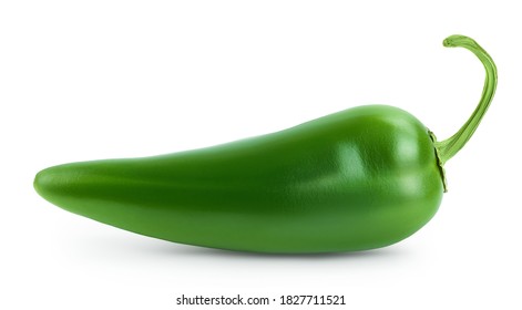 jalapeno pepper isolated on white background. Green chili pepper with clipping path and full depth of field.