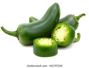 Jalapeno peppers on a white background