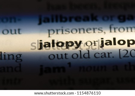 jalopy word in a dictionary. jalopy concept.