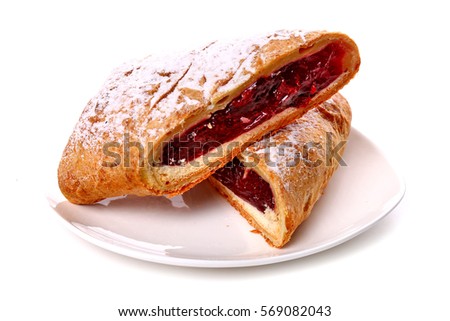 Jam filled bun isolated over white background
