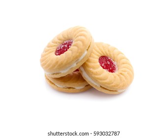 Jam Sandwich Biscuit From Above Isolated On White