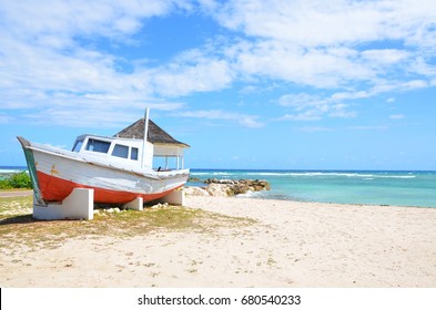 Jamaica: Boat & Beach Scene At Half Moon In Montego Bay