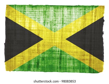 Jamaica flag on original papyrus background