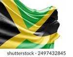 Jamaica flag waving on white background with clipping path. Cliping path is easily cutout the flag. Jamaica national flag for independence day.