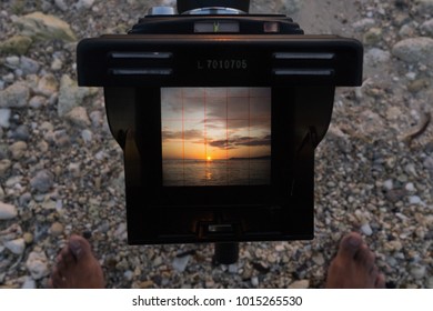 Jamaica, Montego Bay Sunset Through Camera Viewfinder