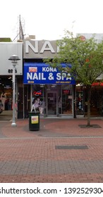 JAMAICA, NY - MAY 6, 2019: Front Exterior Of Kona Nail & Spa Salon, Located In Jamaica Queens.