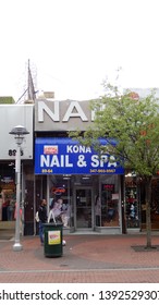 JAMAICA, NY - MAY 6, 2019: Front Exterior Of Kona Nail & Spa Salon, Located In Jamaica Queens.