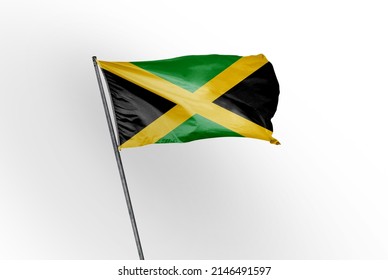 Jamaica waving flag on a white background. - image - Powered by Shutterstock