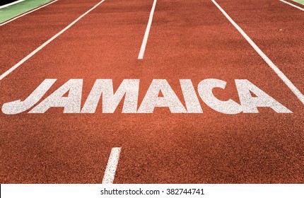 Jamaica written on running track