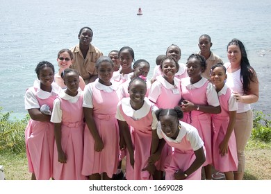 Jamaican Children At Christopher Columbus Touchdown In Jamaica