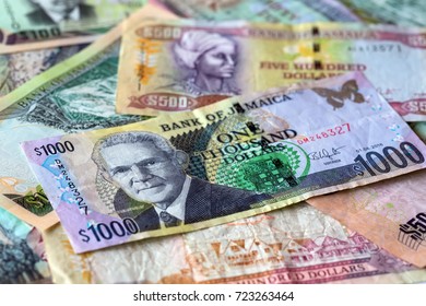 Jamaican Dollar Banknotes Close Up View