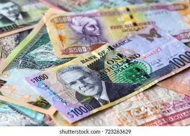 Jamaican Dollar Banknotes Close Up View