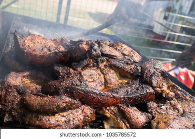 Jamaican Style Jerk Pork At A Summer BBQ Competition. Meat Goodness 