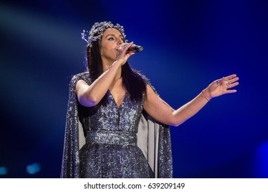 Jamala. Special Guest In Eurovision Song Contest 2017. Dress Rehearsal On The Main Stage Of Contest Before The Final Performance. Kyiv, Ukraine. May 12, 2017