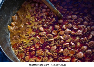 Jambalaya.Traditional West African, French Or Cajun Dish. Sautéed Meat, Sausages, Andouille, Seafood, Shrimp, Holy Trinity, Vegetables, Simmered In Broth & Served W/ Rice. Classic Low Country Cuisine.