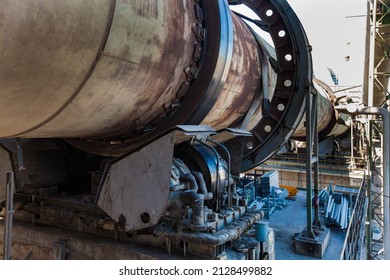 Jambyl Cement Plant Gas Furnace (rotary Clinker Kiln) For Cement  Production. Close-up Photo. Mynaral, Kazakhstan.