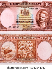 James Cook, Portrait From New Zealand 10 Shillings Wilson (1955-56) Banknotes.