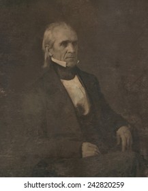 James Knox Polk, (1795-1849), 11th President Of The United States. Daguerreotype Portrait By Mathew Brady.