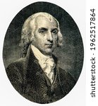 James Madison (1751-1836) who served as the 4th President of the United States. Portrait from James Madison on United States of America Dollars Banknotes.  was a founding father of the United States