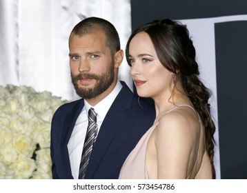 Jamie Dornan and Dakota Johnson at the Los Angeles premiere of 'Fifty Shades Darker' held at the Theatre at Ace Hotel in Los Angeles, USA on February 2, 2017.