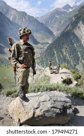 JAMMU AND KASHMIR, INDIA - JULY 21, 2006: Indian Army Checkpoint In Kashmir Himalayas