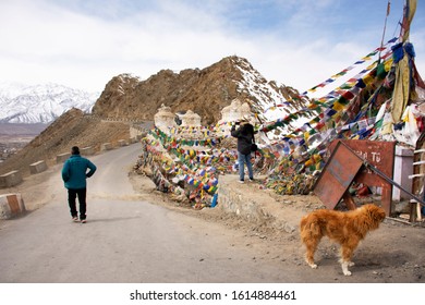JAMMU KASHMIR, INDIA - MARCH 20 : Tibetans pilgrimage people walking to Thiksey monastery and Namgyal Tsemo Gompa in tibet ceremony festival at Leh ladakh on March 20, 2019 in Jammu and Kashmir, India