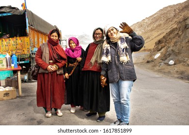 JAMMU KASHMIR, INDIA - MARCH 20 : Tibetans pilgrimage people walking to Thiksey monastery and Namgyal Tsemo Gompa in tibet ceremony festival at Leh ladakh on March 20, 2019 in Jammu and Kashmir, India