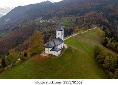 Jamnik historical church drone view from rear - Shutterstock ID 2311781559