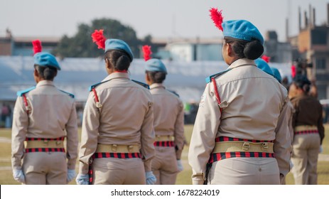 Jamshedpur,Jharkhand/India-January 26 2020: Indian Women Police Officers On Republic Day