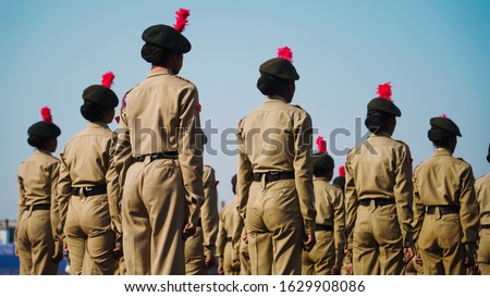 Jamshedpur,Jharkhand/India-January 26 2020: Womens police officers doing parade on the occasion of Republic day