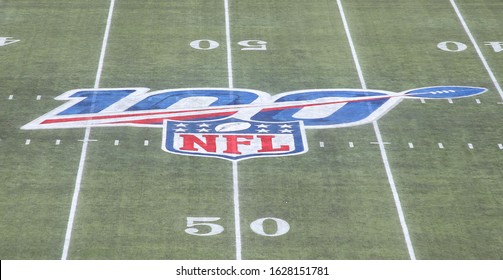 Jan 26, 2020; Orlando, FL USA; NFL 100th anniversary logo at mid field during the Pro Bowl at Camping World Stadium in  Orlando, Fla. (Steve Jacobson/Image of Sport)