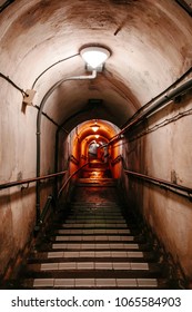 JAN 28, 2013 Naha, Okinawa, JAPAN : Former Japanese Navy Underground Headquarters During World War II, Underground Bunker Tunnel.