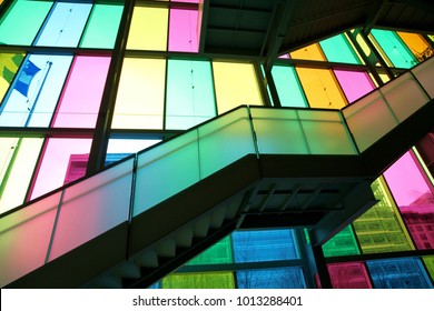 Jan 29th, 2017: The Colourful Wall Inside The Palais De Congres In Montreal, Canada