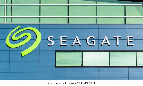 Jan 3, 2020 Fremont / CA / USA - Seagate Logo At Their Fremont Research Center Building In Silicon Valley; Seagate Technology PLC Is An American Data Storage Company