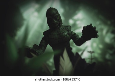 JAN 3 2021: A Recreation Of A Scene From The 1954 Universal Film The Creature From The Black Lagoon - Mego Corp Action Figure