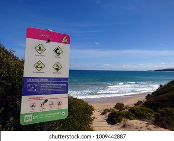 Jan Juc Beach Safety And Regulations  Stated In A Sign At The Beach