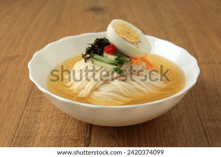 Janchi Guksu Korean Warm Noodle Somen Soup with Boiled Egg