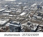 Jane M. Bryne Interchange, aerial elevated view, Circle Interchange, major freeway interchange junction between the Dan Ryan, Kennedy and Eisenhower Expressways I-90 I-94 and I-290, and Ida B. Wells