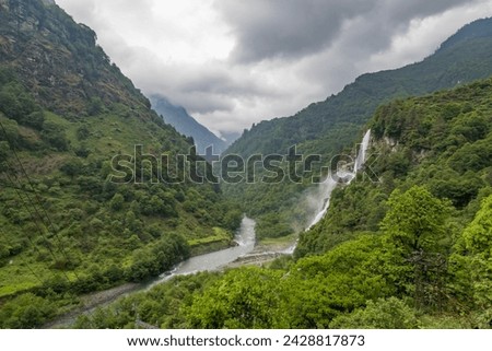 Jang falls also known as nuranang falls or bong bong falls some 100 metres high waterfall it falls into nuranang river and engulfed by mountains in tawang district Arunachal Pradesh state of India.