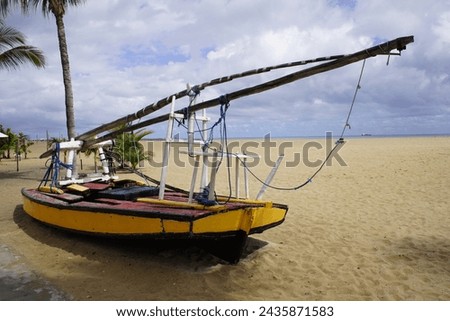 
A jangada is a traditional fishing boat (in fact a sailing raft) made of wood used in the northern region of Brazil. Fortaleza - Ceará, Brazil.
